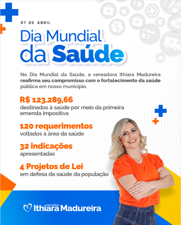 07 de Abril, no Dia Mundial da Saúde, reafirmo aquilo que move o meu mandato: cuidar das pessoas!
